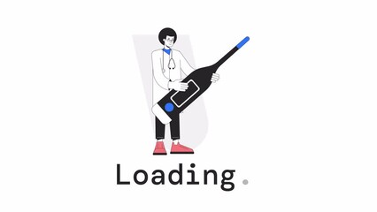 Aufkleber - Check temperature loader animation. Male doctor holding thermometer. Flash message 4K video footage. Isolated outline colour loading animation with alpha channel transparency for UI, UX web design