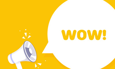 Wow. Flat, yellow, wow banner. Vector illustration.