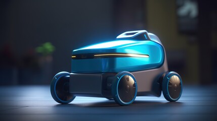 Poster - Autonomous Robot transportation. Futuristic technologies of the future. Generative AI