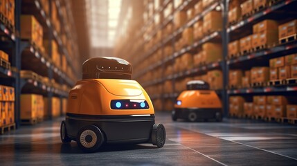 Aufkleber - Autonomous Robot transportation .Futuristic technologies of the future. Generative AI