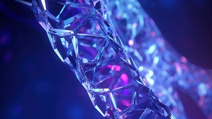 Poster - Abstract 3d DNA molecule helix with cutted part.Low-poly style. Abstract neon frame style. Generative AI