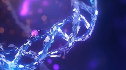Poster - Abstract 3d DNA molecule helix with cutted part.Low-poly style. Abstract neon frame style. Generative AI