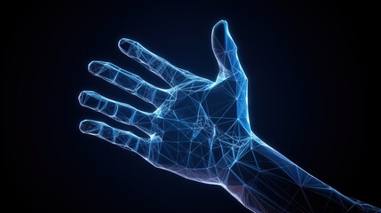 Fototapete - Abstract giving hand.Low-poly style. Abstract neon frame style. Generative AI