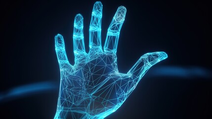 Fototapete - Abstract giving hand.Low-poly style. Abstract neon frame style. Generative AI