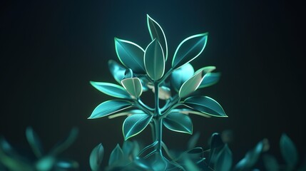 Aufkleber - Abstract growing plant in soil.Low-poly style. Abstract neon frame style. Generative AI