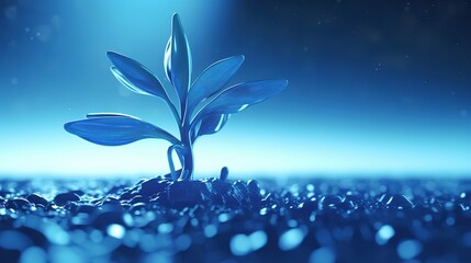 Aufkleber - Abstract growing plant in soil.Low-poly style. Abstract neon frame style. Generative AI