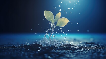 Aufkleber - Abstract growing plant in soil.Low-poly style. Abstract neon frame style. Generative AI