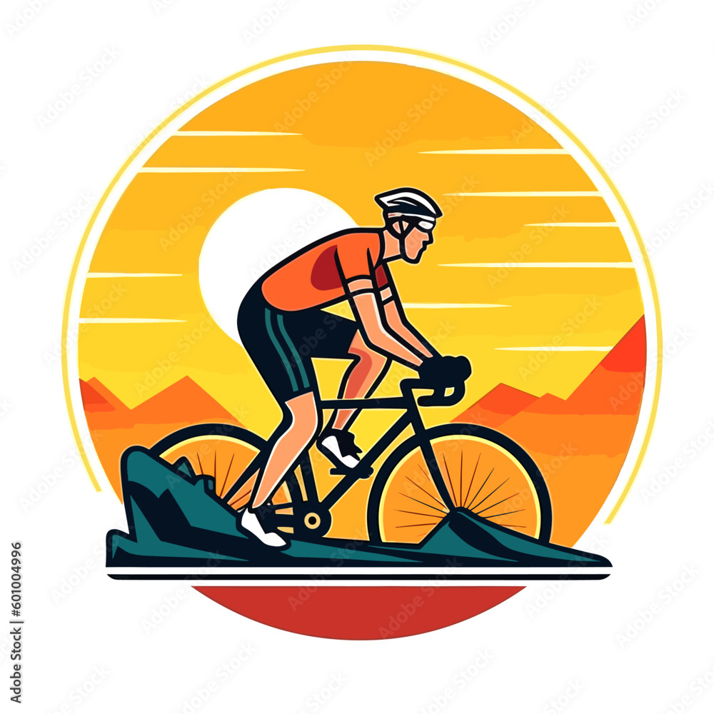 Racing cyclist on a bike. cartoon vector illustration, isolated ...