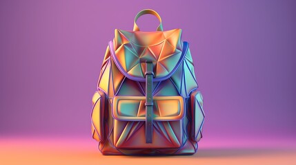 Aufkleber - Abstract school bag. Abstract neon frame style. Generative AI