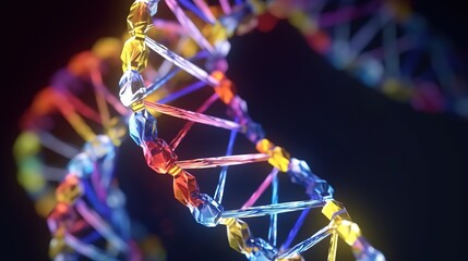 Aufkleber - Abstract blue and purple 3d DNA molecule helix. Abstract neon frame style. Generative AI