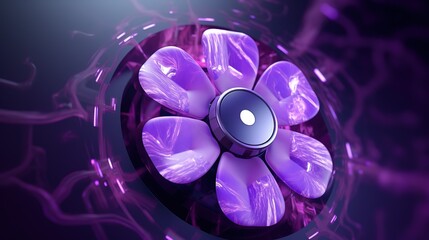 Aufkleber - Digital flowers on the water. Abstract neon frame style. Generative AI