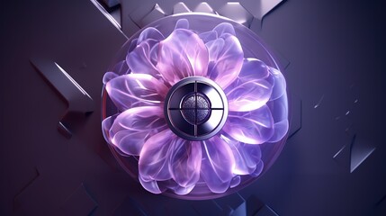 Aufkleber - Digital flowers on the water. Abstract neon frame style. Generative AI