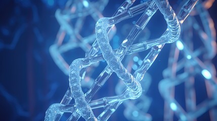 Aufkleber - Abstract blue and purple 3d DNA molecule helix. Abstract neon frame style. Generative AI