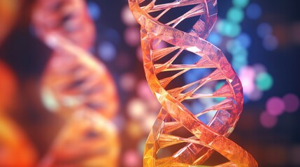 Aufkleber - Abstract blue and purple 3d DNA molecule helix. Abstract neon frame style. Generative AI