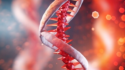 Aufkleber - Abstract blue and purple 3d DNA molecule helix. Abstract neon frame style. Generative AI