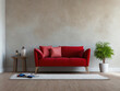 © Marpa - Interior of a bright living room with armchair on empty gray wall background