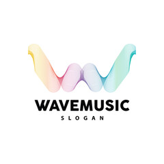 Wall Mural - Music Wave Logo, Simple Elegant Gradient Line Design, Music Equalizer Vector, Symbol Template Icon