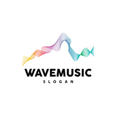 Wall Mural - Music Wave Logo, Simple Elegant Gradient Line Design, Music Equalizer Vector, Symbol Template Icon