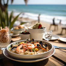 Fresh Seafood By The Beach - A Delicious Cafe Experience - Food Photography - Sea Food - Shrimp - Crab - Seafood Photography - Beautiful Beach - Restaurant - Cafe