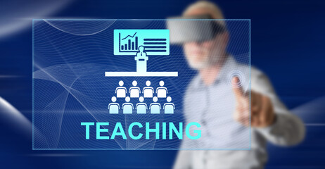 Wall Mural - Man touching a teaching concept