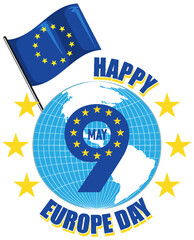 Wall Mural - Happy Europe Day Vector Design for Banner or Poster