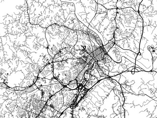  Vector road map of the city of  Lynchburg Virginia in the United States of America on a white background.