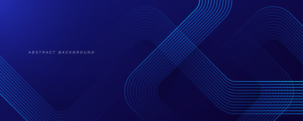Abstract blue background with shiny blue geometric lines. Geometric stripe line art design. Modern futuristic concept. Suit for poster, cover, corporate, banner, brochure, website. Vector illustration