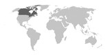 Fototapeta  - Map of the world with the country of Canada highlighted in grey.