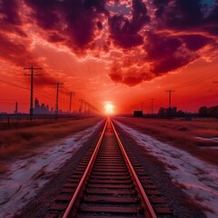 railway at sunset