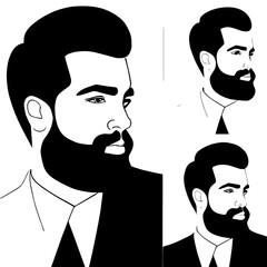 man hair style vector design black and white