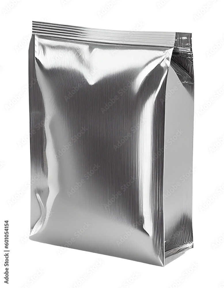 Silver aluminum foil packaging on transparent background Stock ...