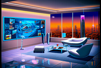 Wall Mural -  modern living room interior mock up, modern furniture and trendy home accessories