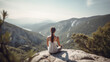 © MxCaptures - Back view of unrecognizable woman in yoga meditation - Generative Ai