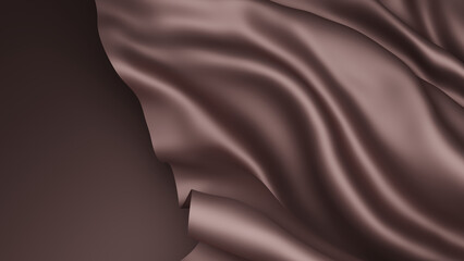 Brown silk fabric background with copy space 3D render