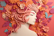 Decoración / Día de la mujer / Diseño simple de una mujer con flores saliendo de su cabeza / Amor de madre / AI Generativa