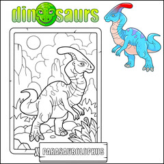 Sticker - prehistoric dinosaur parasaurolophus coloring book