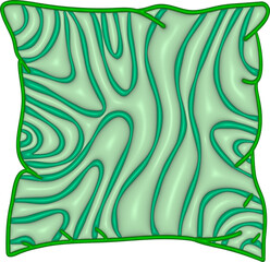 Canvas Print - 3D green pillow with lines