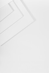 Poster - white abstract background with lines, corners in hard light, shadow, top view in futuristic geometri