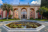 Fototapeta  - GENOA, ITALY, APRIL 28. 2023 - The entrance to the garden of the Royal Palace in Genoa, Italy