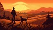 © Oliver - Vector image of men admiring nature after work in farmland