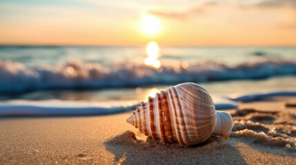 Wall Mural - Seashell on the beach