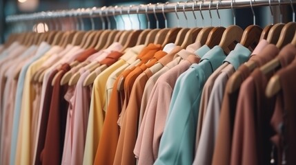 Poster - Female clothing hanging on a rack