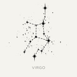 Fototapeta Lawenda - Star constellation zodiac virgo line black white vector