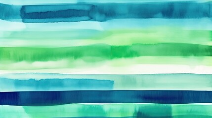 Wall Mural - Blue green abstract background. Watercolor pattern with stripes. Generative AI.