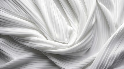 White abstract fabric background. Durable fabric texture background. Ribbed fabric with soft pleats. Generative AI.