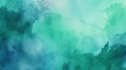 Wall Mural - Blue green watercolor. Abstract aquarelle background with copy space for design. Generative AI.