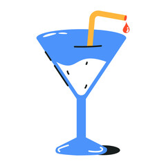 Sticker - Trendy cocktail glass flat icon 