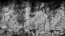 Black White Old Wall Texture. Cracked Rough Concrete Plate. Close-up. Dark Gray Grunge Background For Design. Horror Concept. Halloween. Generative AI.