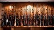Collection of rifles and carbines on the wall