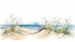 Coastal dune with sea grass and beach